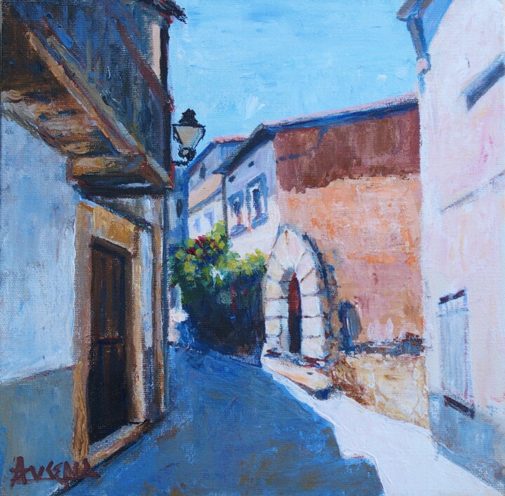 Painting titled "Histoire des rues" by Azucena, Original Artwork, Acrylic Mounted on Wood Stretcher frame