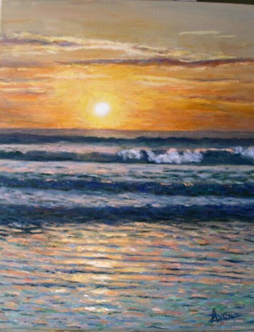 Painting titled "Atardecer en Montel…" by Azucena, Original Artwork, Oil