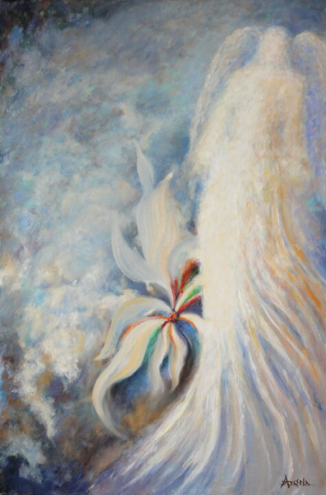 Painting titled "L'Ange" by Azucena, Original Artwork, Oil