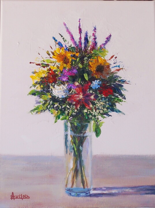 Painting titled "Un bouquet pour toi…" by Azucena, Original Artwork, Acrylic