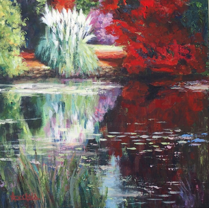 Painting titled "Etang magique - Mag…" by Azucena, Original Artwork, Acrylic