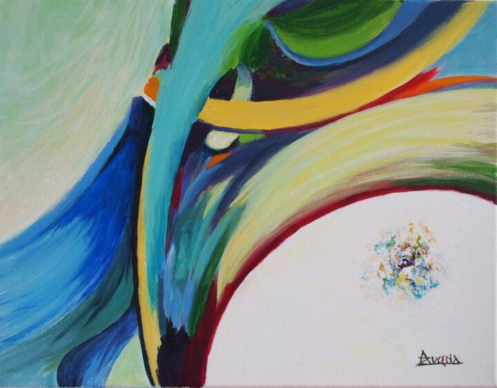 Painting titled "Impulsion" by Azucena, Original Artwork, Acrylic Mounted on Wood Stretcher frame