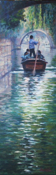 Painting titled ""Zhouzhuang Impress…" by Azucena, Original Artwork, Acrylic
