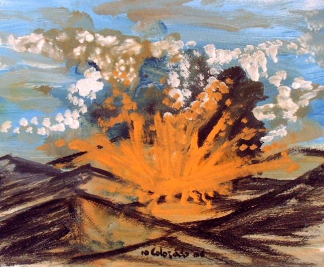 Pintura titulada "VOLCANES 2 EXPLOSION" por Mary Carmen Diez Colorado, Obra de arte original