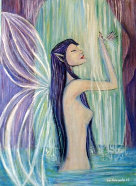 Painting titled "EL BAÑO DEL ADA" by Mary Carmen Diez Colorado, Original Artwork