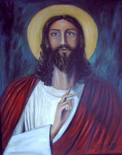 Painting titled "JESUS" by Mary Carmen Diez Colorado, Original Artwork