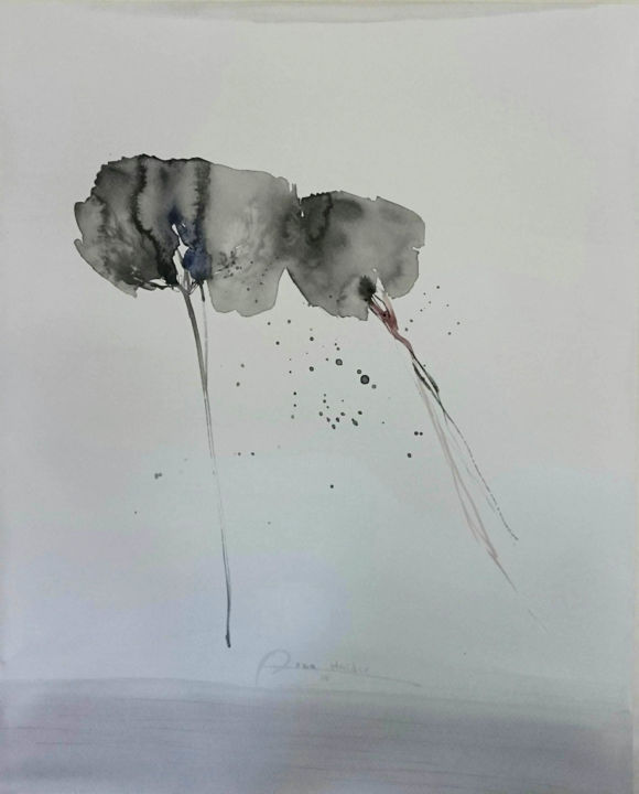 Peinture intitulée "fleur" par Azza Haider, Œuvre d'art originale, Aquarelle