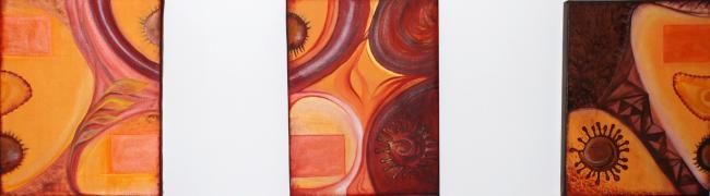 Painting titled "trilogy" by Laura Bonomo, Original Artwork, Oil