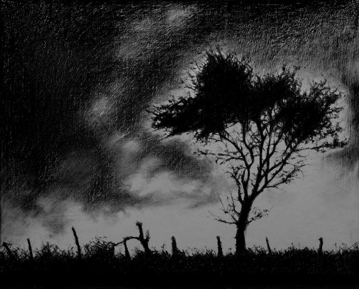 Dessin intitulée "L'arbre de misère." par B. Alexis, Œuvre d'art originale, Craie