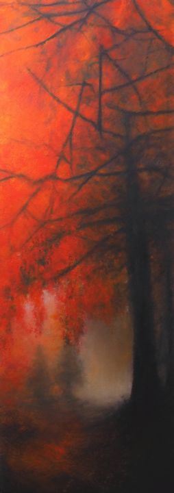 Painting titled "Sous bois d'automne" by B. Alexis, Original Artwork, Oil