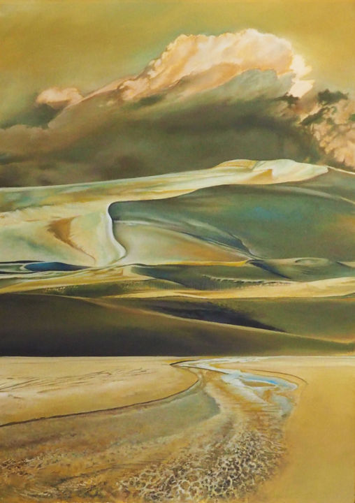 Peinture intitulée "La rivière nomade.(…" par B. Alexis, Œuvre d'art originale, Huile