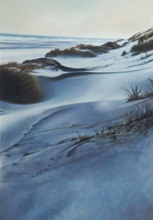 Peinture intitulée "La dune des Oyats." par B. Alexis, Œuvre d'art originale, Huile