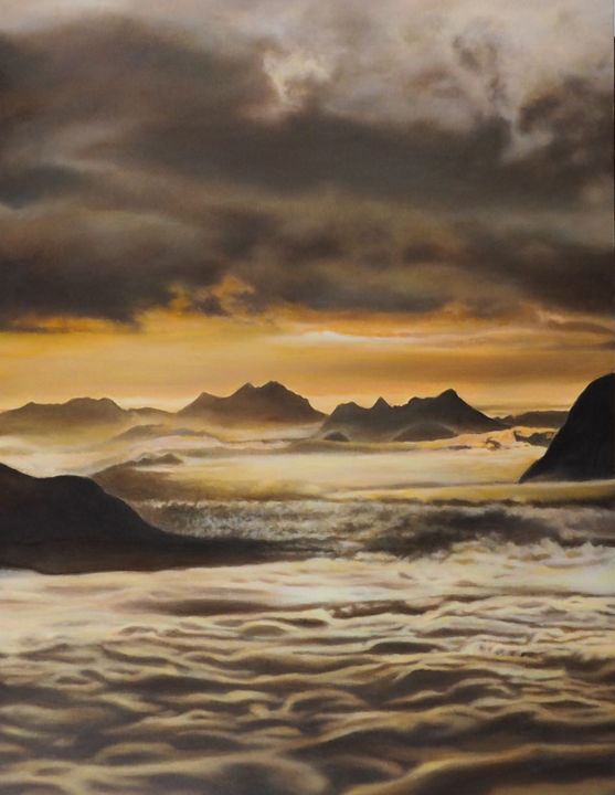「La mer de nuages」というタイトルの絵画 B. Alexisによって, オリジナルのアートワーク, オイル