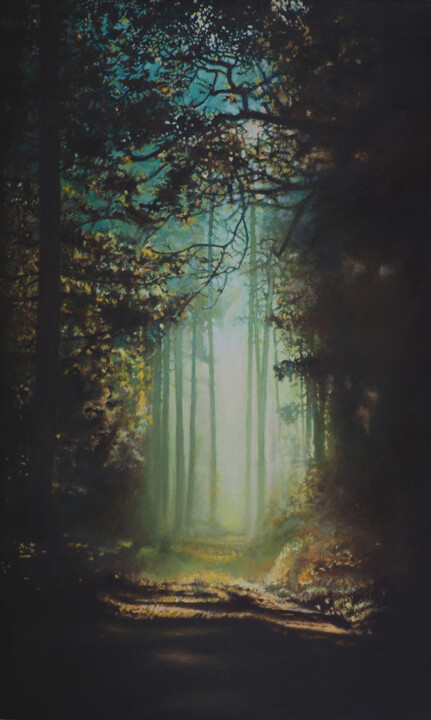 Painting titled "Le chemin de Ronsar…" by B. Alexis, Original Artwork, Oil