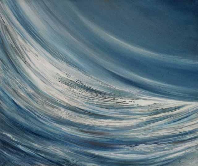 Peinture intitulée "VAGUE D'HIVER" par B. Alexis, Œuvre d'art originale, Huile