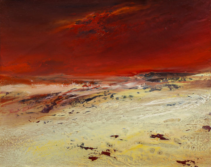 Peinture intitulée "LES LANDES DE FEU.j…" par B. Alexis, Œuvre d'art originale, Huile