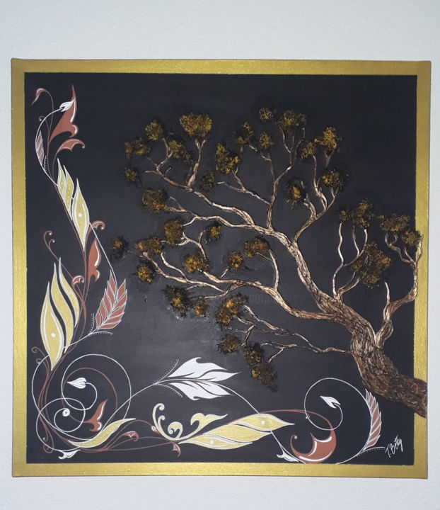 Peinture intitulée "L'arbre d'automne" par Betty Toralbo, Œuvre d'art originale, Acrylique