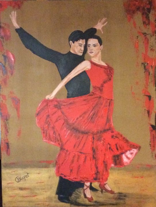 Картина под названием "Paso doble" - Chrystèle Bloyet, Подлинное произведение искусства, Акрил