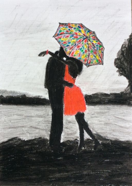 Peinture intitulée "Sous la pluie" par Chrystèle Bloyet, Œuvre d'art originale, Pastel