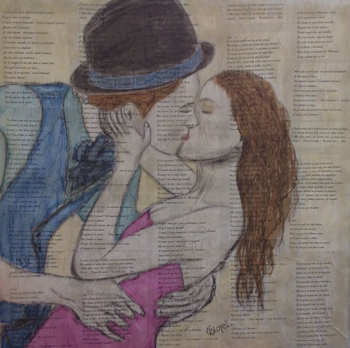 Peinture intitulée "Le baiser" par Chrystèle Bloyet, Œuvre d'art originale, Pastel