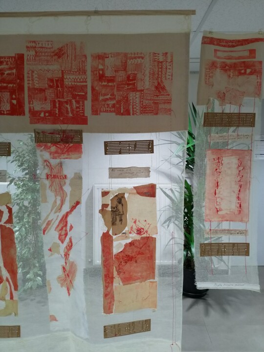 Sztuka tkaniny zatytułowany „cheminements textil…” autorstwa Brigitte Dusserre-Bresson, Oryginalna praca, Tkanina