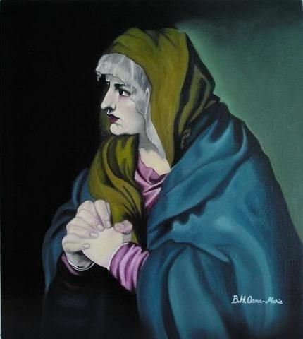 Pintura titulada "MATER DOLOROSA with…" por B.H. Oana-Maria, Obra de arte original