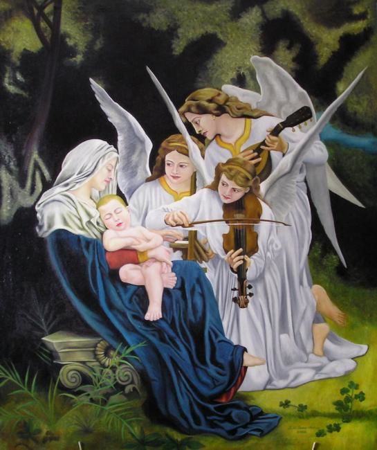 Pintura titulada "THE SONG OF ANGELS" por B.H. Oana-Maria, Obra de arte original