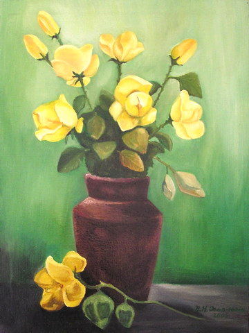 Painting titled "FLOWERS" by B.H. Oana-Maria, Original Artwork