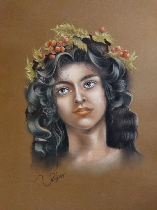 Painting titled "Innocent" by Bahareh Marandi, Original Artwork, Pastel