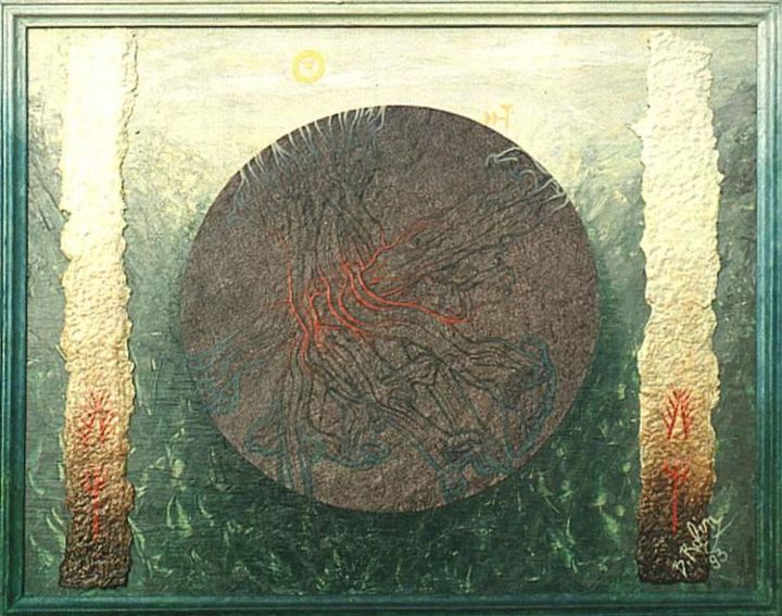 Schilderij getiteld "Empreintes millénai…" door B. Rolin, Origineel Kunstwerk