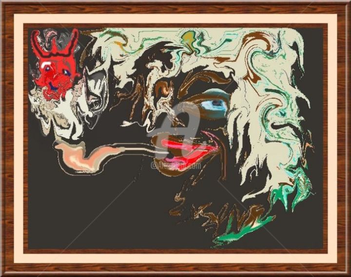 Peinture intitulée "Emprise du diable" par Ferial Baba Aissa, Œuvre d'art originale