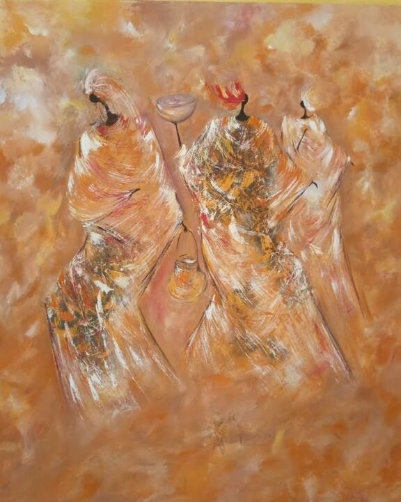 Painting titled "Diaaba" by Babacar Niang, Original Artwork, Acrylic Mounted on Wood Stretcher frame
