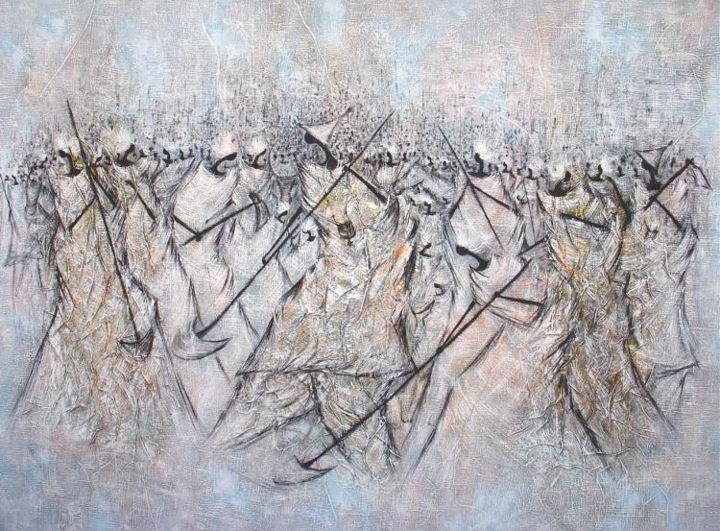 Peinture intitulée "Khelcom ou le retou…" par Babacar Niang, Œuvre d'art originale