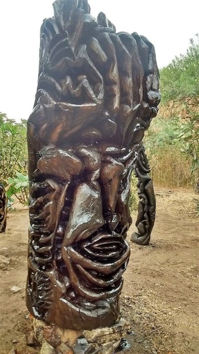 Sculpture titled "phpetotgg.jpg" by Baba Toure, Original Artwork, Wood