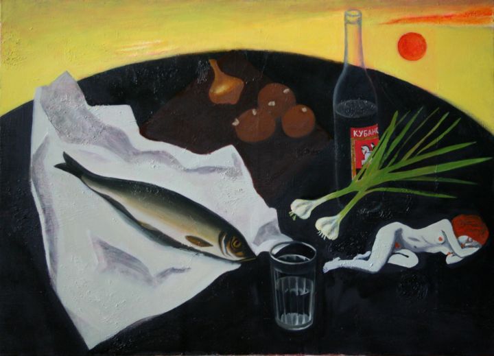 Картина под названием "The Sunset. The Her…" - Саша Власова, Подлинное произведение искусства, Масло