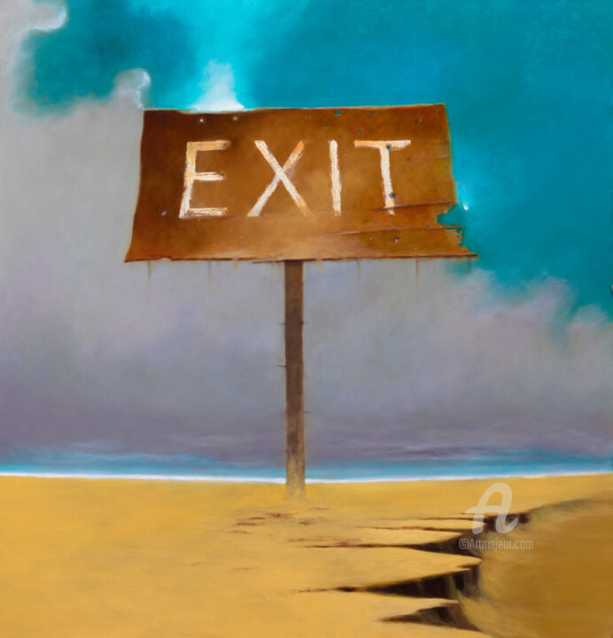 Painting titled "Exit" by Babar Moghal, Original Artwork, Oil