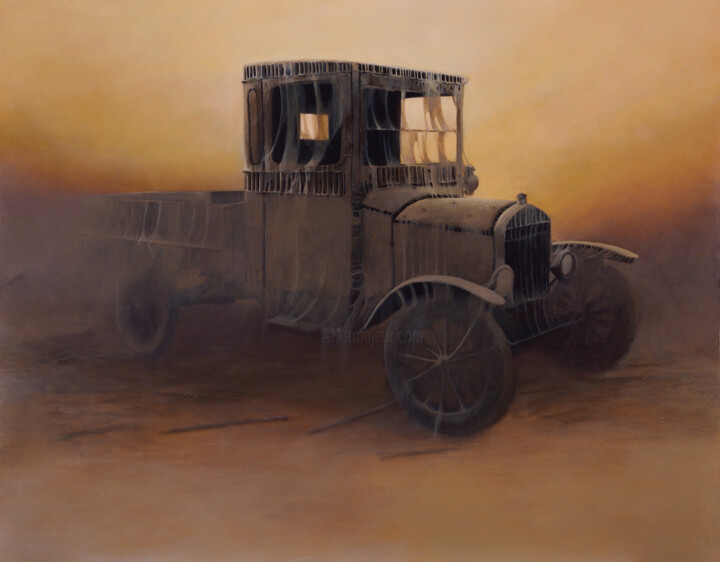 Painting titled "Derelict" by Babar Moghal, Original Artwork, Oil