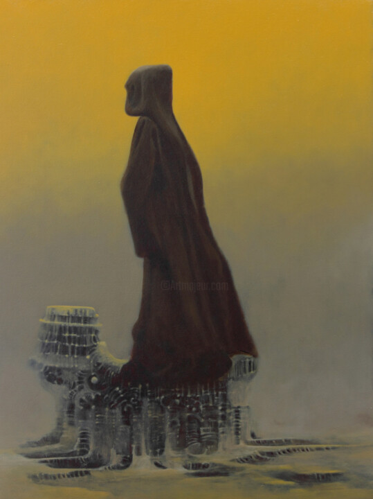Schilderij getiteld "Desert Throne" door Babar Moghal, Origineel Kunstwerk, Olie