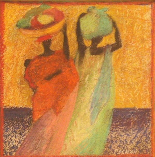 Painting titled "2 femmes" by Babeth Pochan, Original Artwork