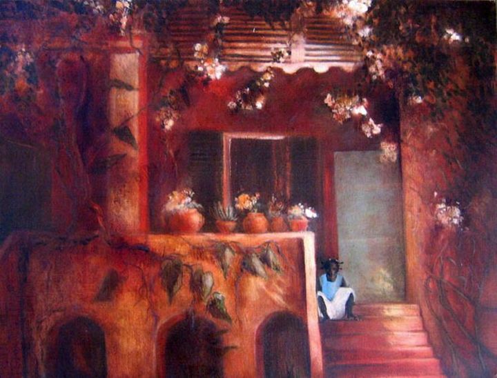 Painting titled "La maison de Marie…" by Babeth Pochan, Original Artwork