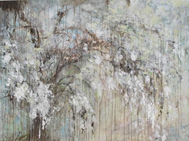 Painting titled "arbre qui pleure" by Babeth Pochan, Original Artwork