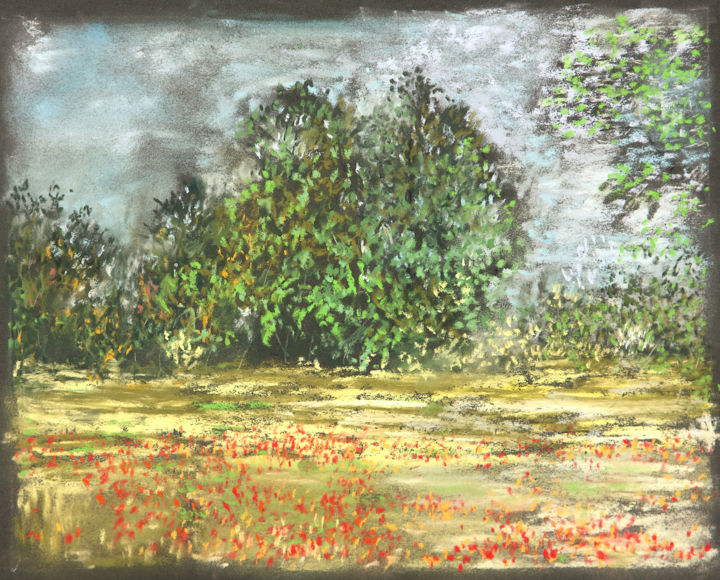 Drawing titled "Clearing" by Babett Landsberger, Original Artwork, Pastel