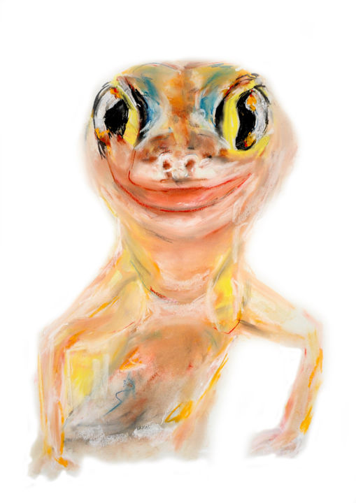 Rysunek zatytułowany „namib gecko” autorstwa Babett Landsberger, Oryginalna praca, Pastel