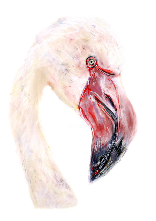 Rysunek zatytułowany „flamingo” autorstwa Babett Landsberger, Oryginalna praca, Pastel
