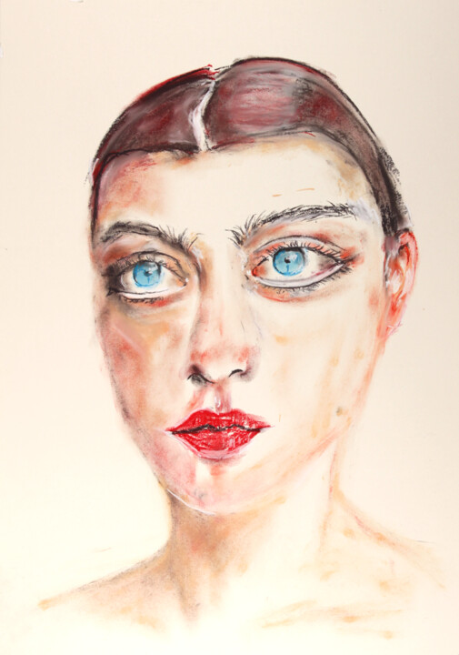 Desenho intitulada "in my eyes" por Babett Landsberger, Obras de arte originais, Pastel