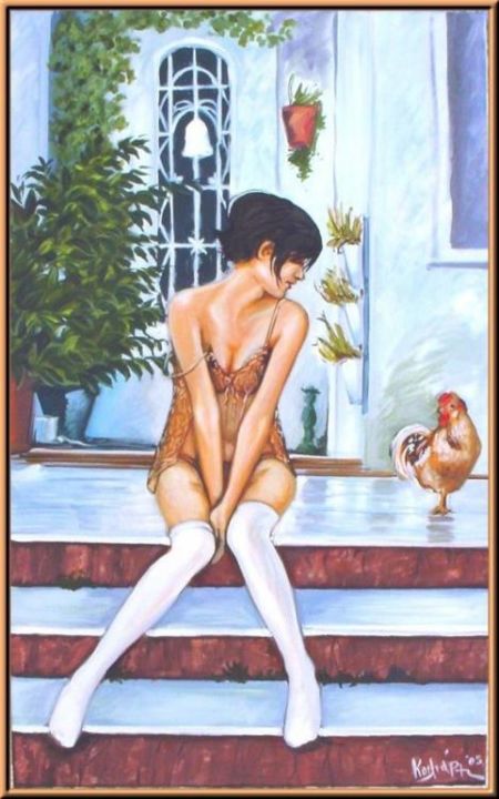 Painting titled "Chicken" by Koiliar Is, Original Artwork