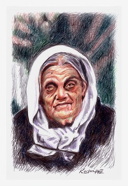 Drawing titled "old lady" by Koiliar Is, Original Artwork, Other