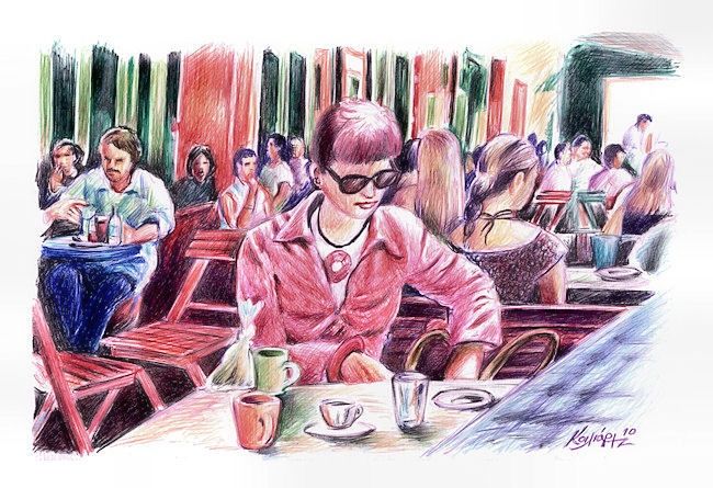 Drawing titled "Coffee time" by Koiliar Is, Original Artwork, Other