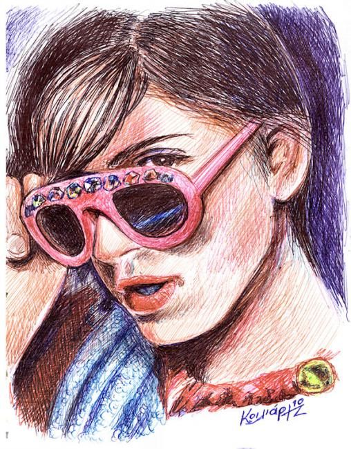Zeichnungen mit dem Titel "pink glasses" von Koiliar Is, Original-Kunstwerk, Andere