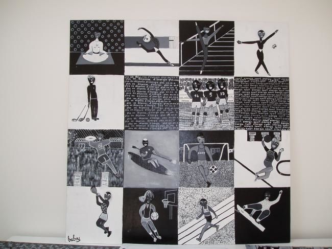 Painting titled "sports" by Baboune, Original Artwork